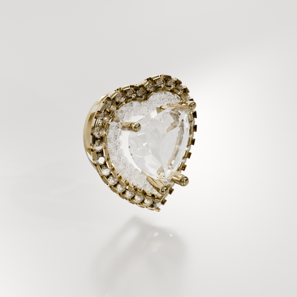 Heart-Cut Diamond Halo Pendant - 3.03 ct - 14K Gold, yellow left