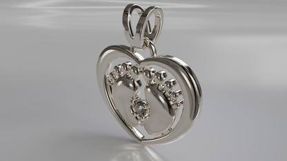 Precious Footprints: Diamond Accent Baby Feet Heart Pendant