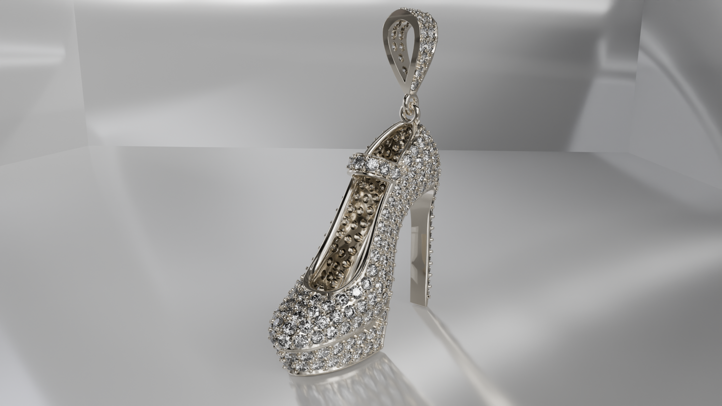 Diamond-Encrusted High Heel Pendant