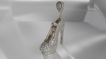 Diamond-Encrusted High Heel Pendant