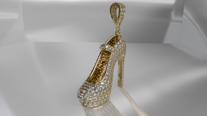 Diamond-Encrusted High Heel Pendant