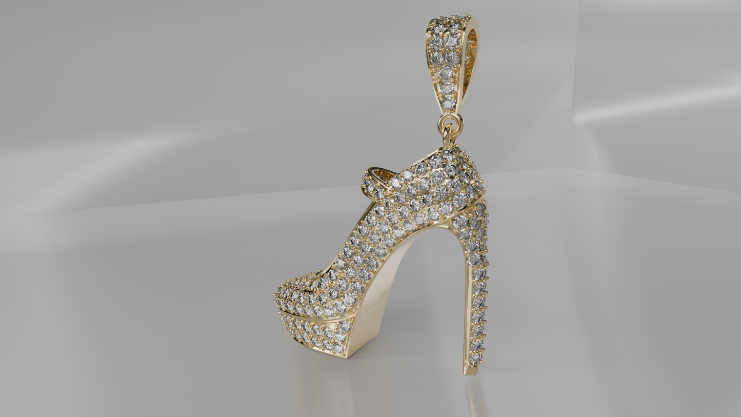 Diamond-Encrusted High Heel Pendant