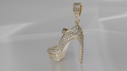 Diamond-Encrusted High Heel Pendant