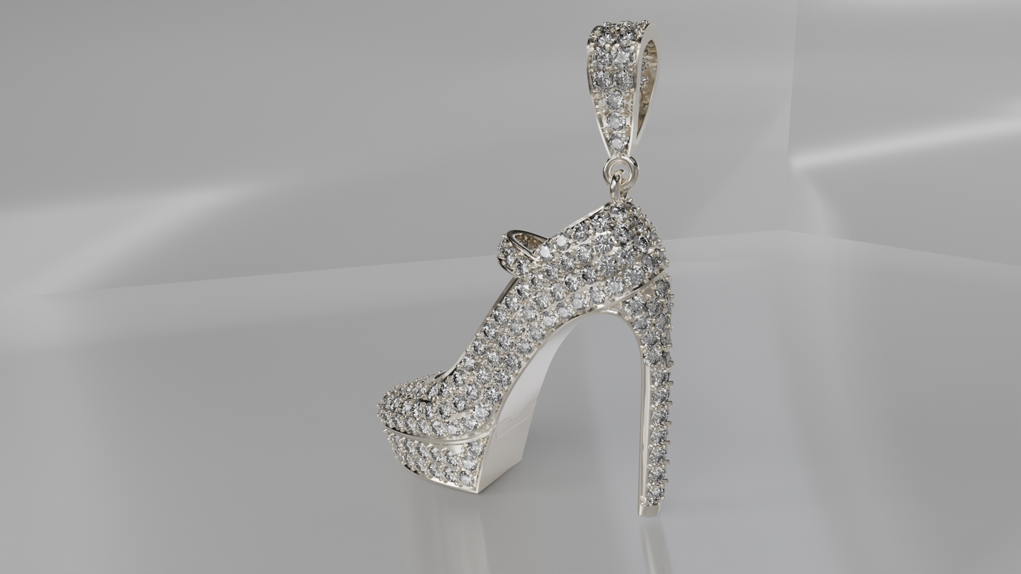 Diamond-Encrusted High Heel Pendant