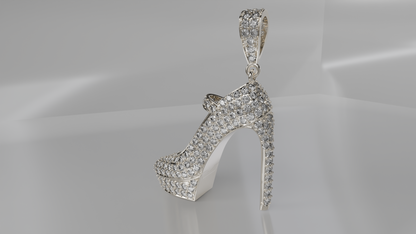 Diamond-Encrusted High Heel Pendant