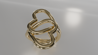 Linked Hearts: Intertwined Double Heart Ring