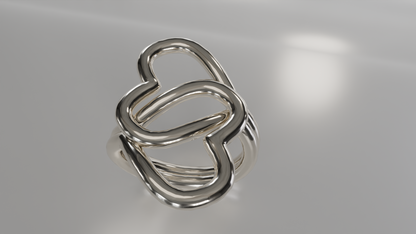 Linked Hearts: Intertwined Double Heart Ring