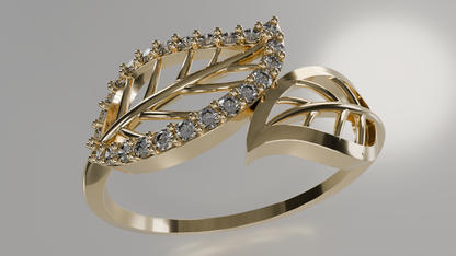 Whispering Leaves: Diamond Accent Leaf Ring