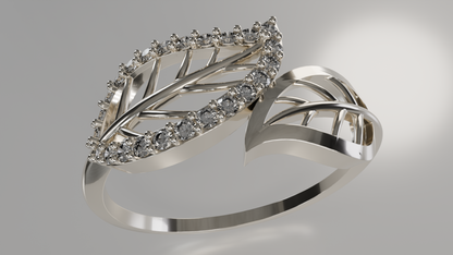 Whispering Leaves: Diamond Accent Leaf Ring