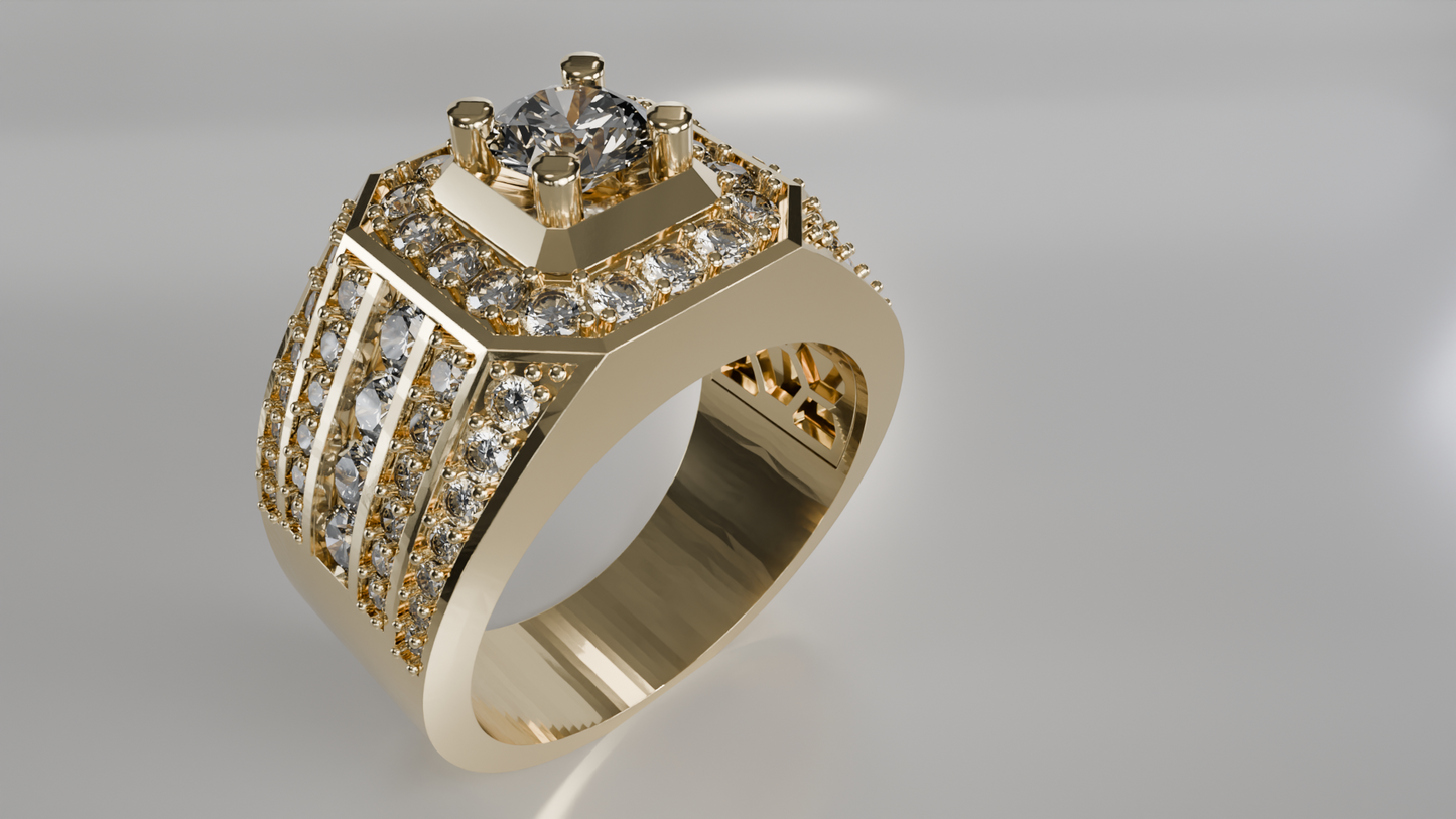 Regal Facet: Men's Diamond Statement Ring