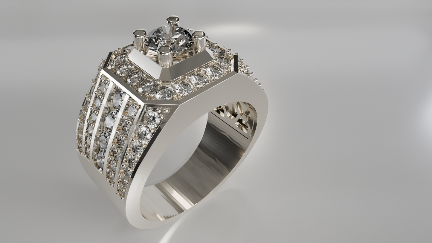 Regal Facet: Men's Diamond Statement Ring