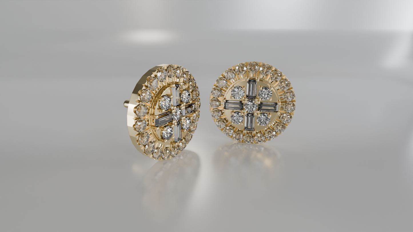 Regal Cross Diamond Stud Earrings