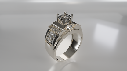 Regal Majesty: Men's 14K Gold & Diamond Statement Ring