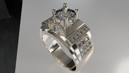 Regal Majesty: Men's 14K Gold & Diamond Statement Ring