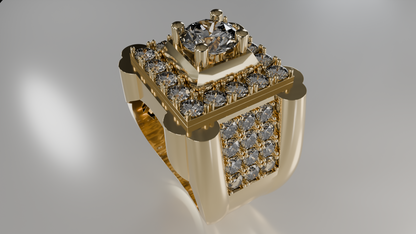 Apex Dominion: Men's Geometric Diamond Ring