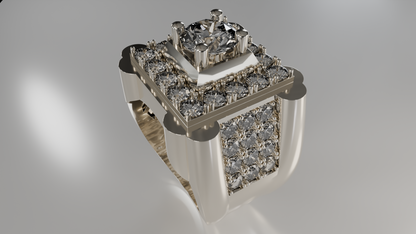 Apex Dominion: Men's Geometric Diamond Ring