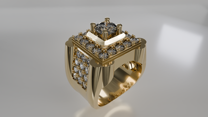 Apex Dominion: Men's Geometric Diamond Ring
