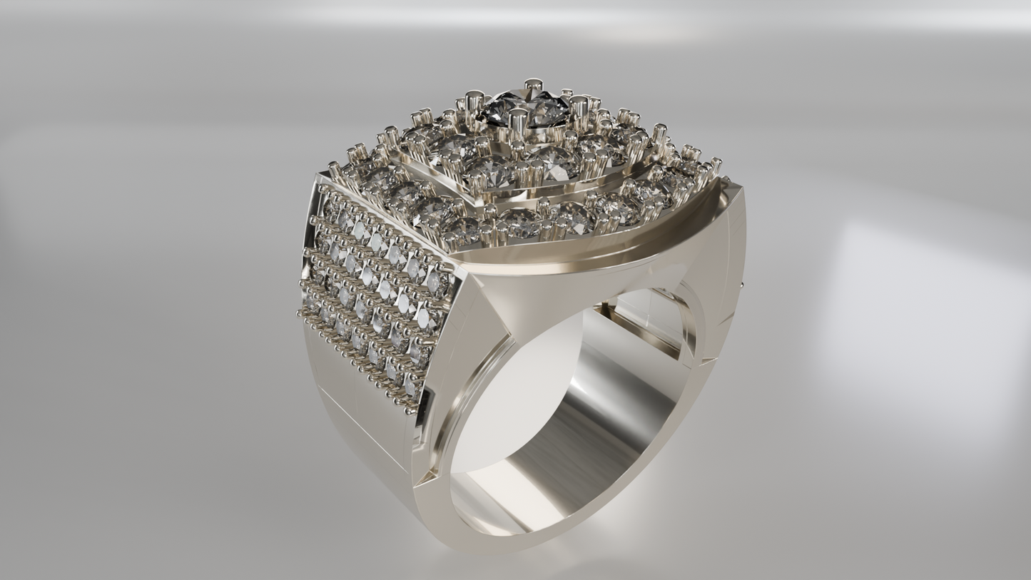 Imperial Grandeur: Men's Diamond Pavé Statement Ring
