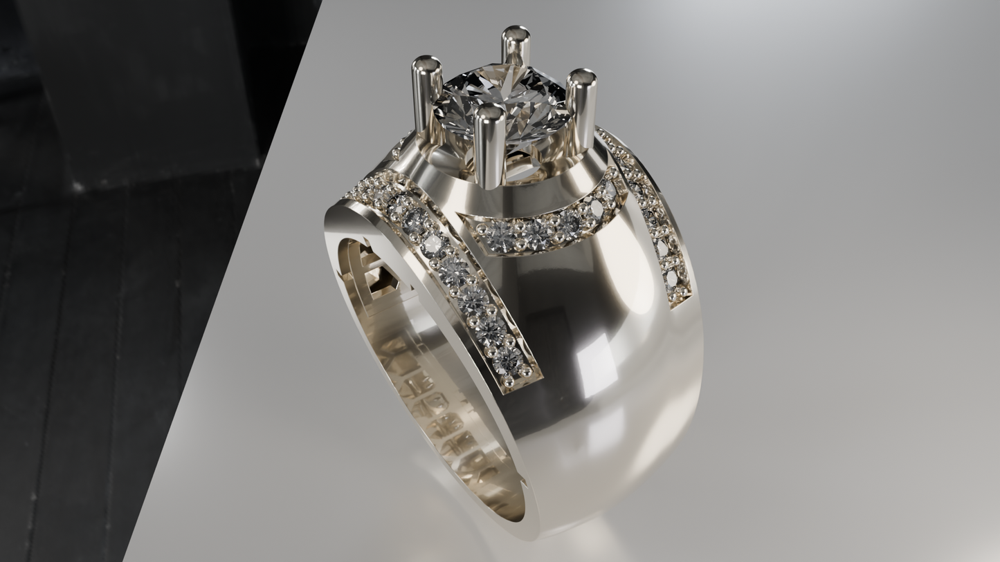 Architectural Sparkle: Geometric Diamond Ring