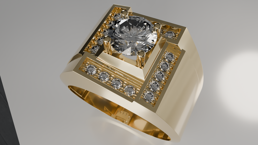 Urban Edge: Geometric Diamond Men's Ring