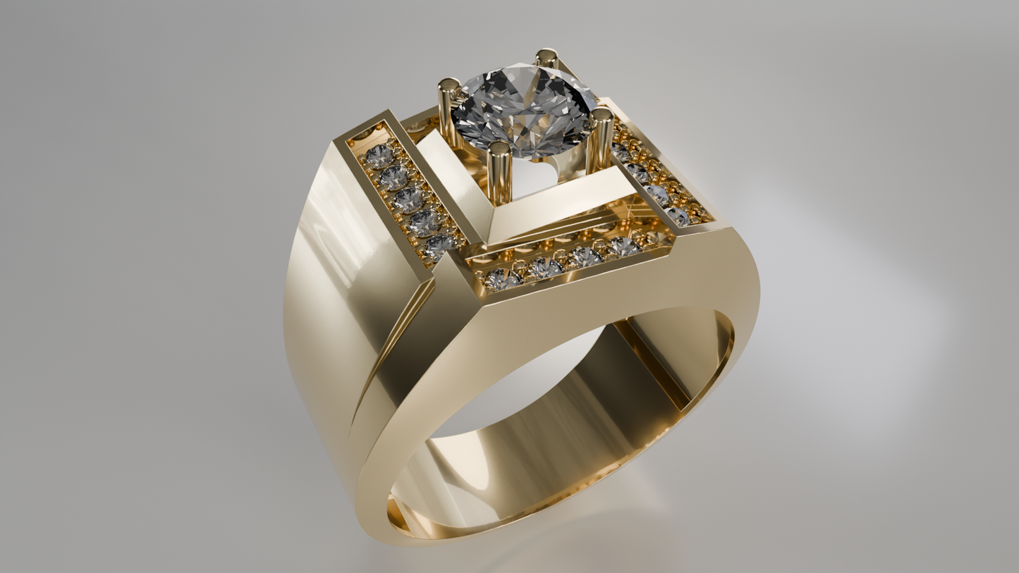 Urban Edge: Geometric Diamond Men's Ring