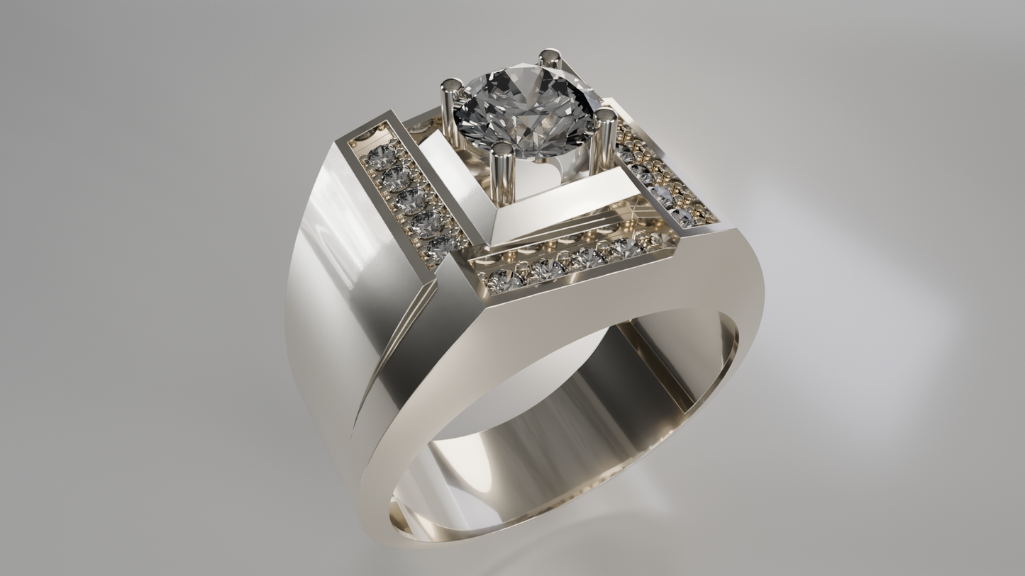 Urban Edge: Geometric Diamond Men's Ring