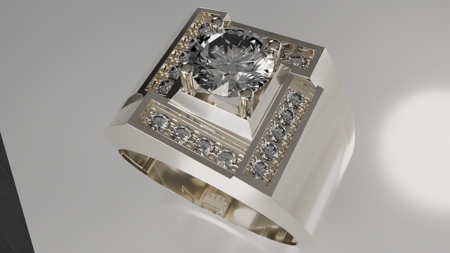 Urban Edge: Geometric Diamond Men's Ring