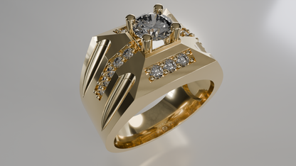 Golden Apex: Geometric Diamond Ring