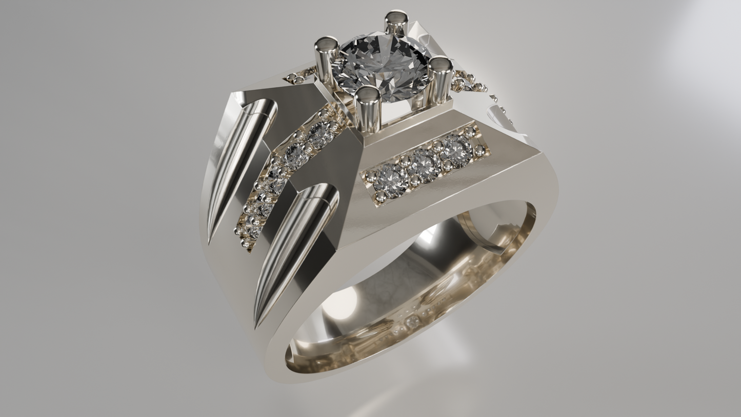 Golden Apex: Geometric Diamond Ring
