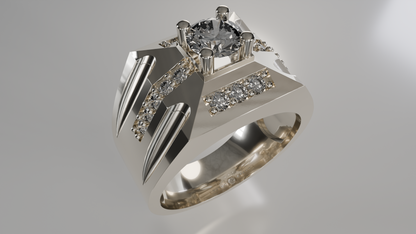 Golden Apex: Geometric Diamond Ring