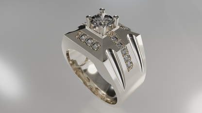 Golden Apex: Geometric Diamond Ring
