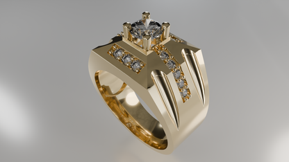 Golden Apex: Geometric Diamond Ring