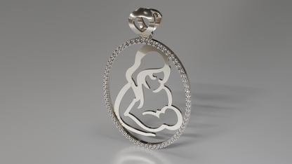Eternal Embrace: Diamond Mother and Child Pendant
