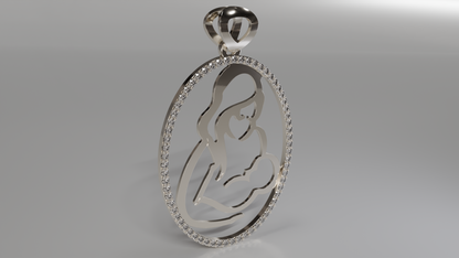 Eternal Embrace: Diamond Mother and Child Pendant