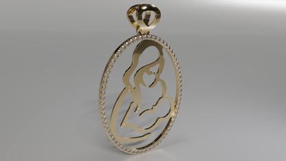 Eternal Embrace: Diamond Mother and Child Pendant