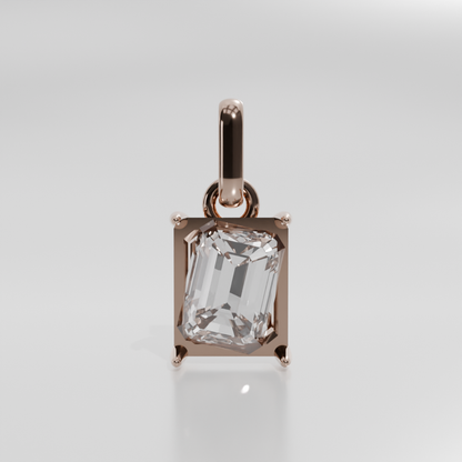 Emerald-Cut Diamond Solitaire Pendant - 5.31 ct - 14K Gold - Rose - Front