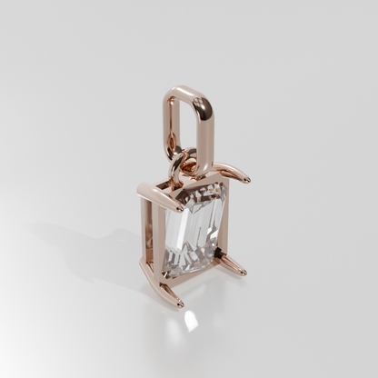 Emerald-Cut Diamond Solitaire Pendant - 5.31 ct - 14K Gold - Rose - Left