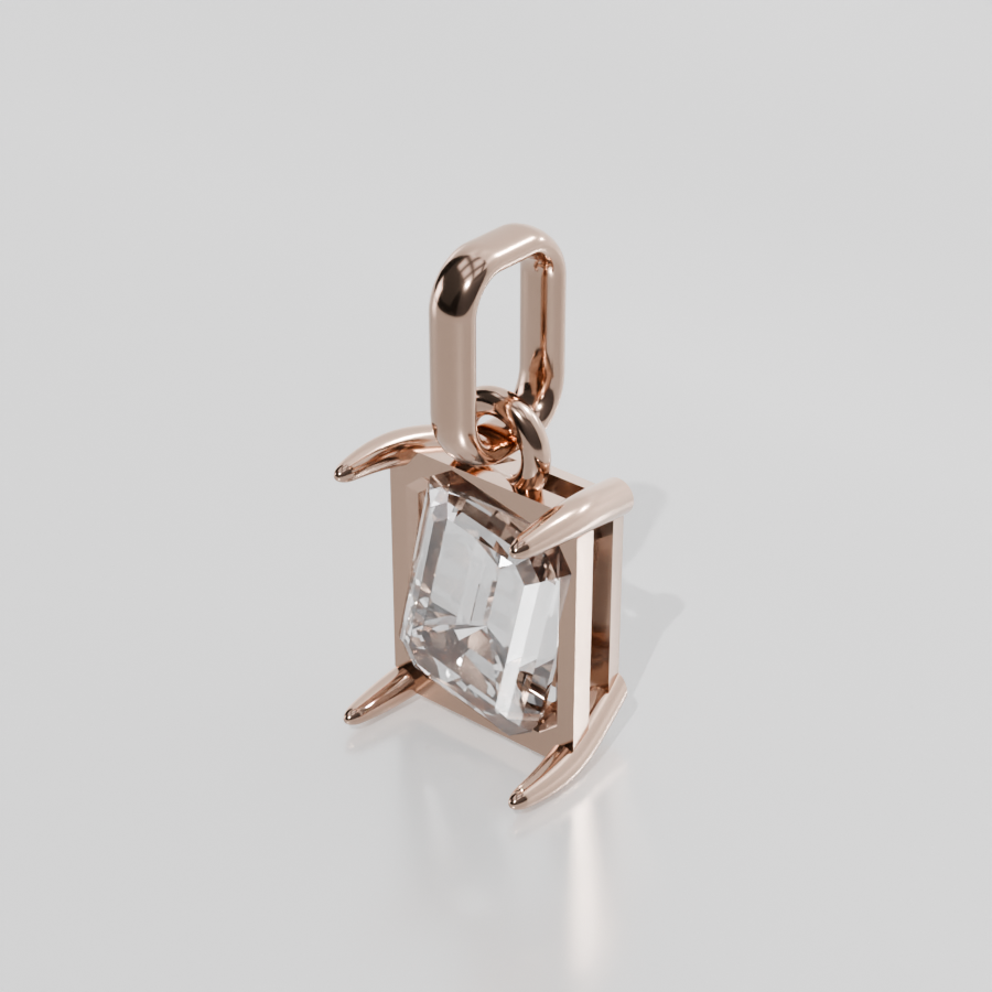 Emerald-Cut Diamond Solitaire Pendant - 5.31 ct - 14K Gold - Rose - Right