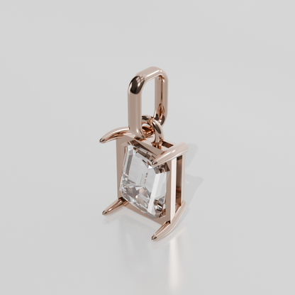 Emerald-Cut Diamond Solitaire Pendant - 5.31 ct - 14K Gold - Rose - Right