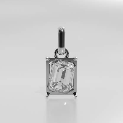 Emerald-Cut Diamond Solitaire Pendant - 5.31 ct - 14K Gold - White - Front