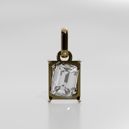 Emerald-Cut Diamond Solitaire Pendant - 5.31 ct - 14K Gold - Yellow - Front