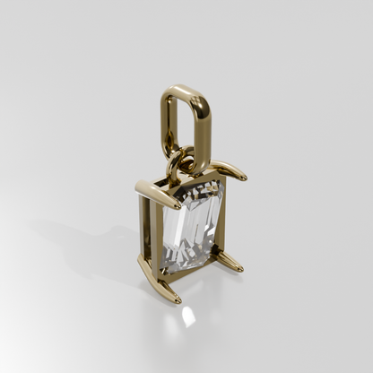 Emerald-Cut Diamond Solitaire Pendant - 5.31 ct - 14K Gold - Yellow - Left