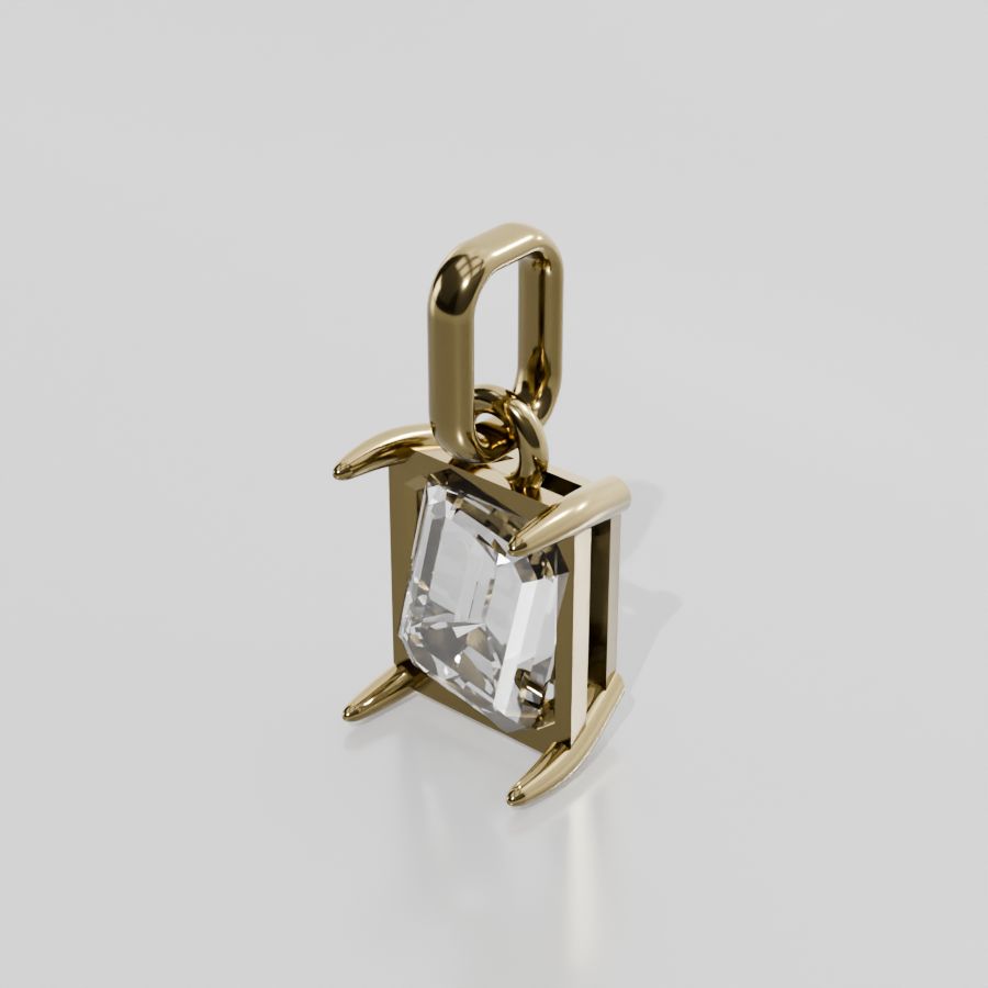 Emerald-Cut Diamond Solitaire Pendant - 5.31 ct - 14K Gold - Yellow - Right
