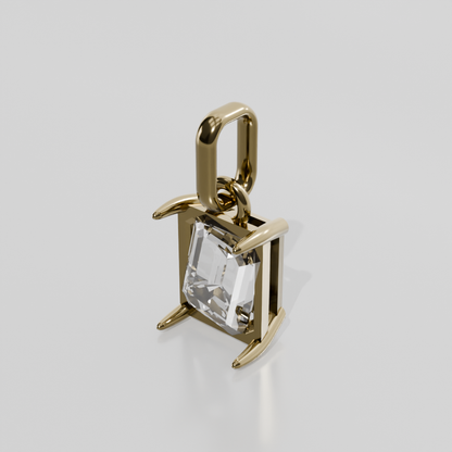 Emerald-Cut Diamond Solitaire Pendant - 5.31 ct - 14K Gold - Yellow - Right