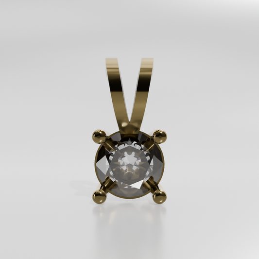 Round Diamond Four-Prong Pendant - 0.86 ct - 14K Gold - Yellow - Front