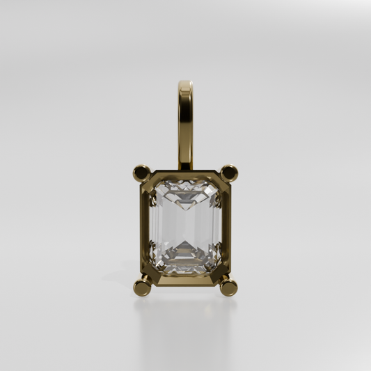 Emerald-Cut Diamond Pendant - 2.58 ct - 14K Gold - Yellow - Front