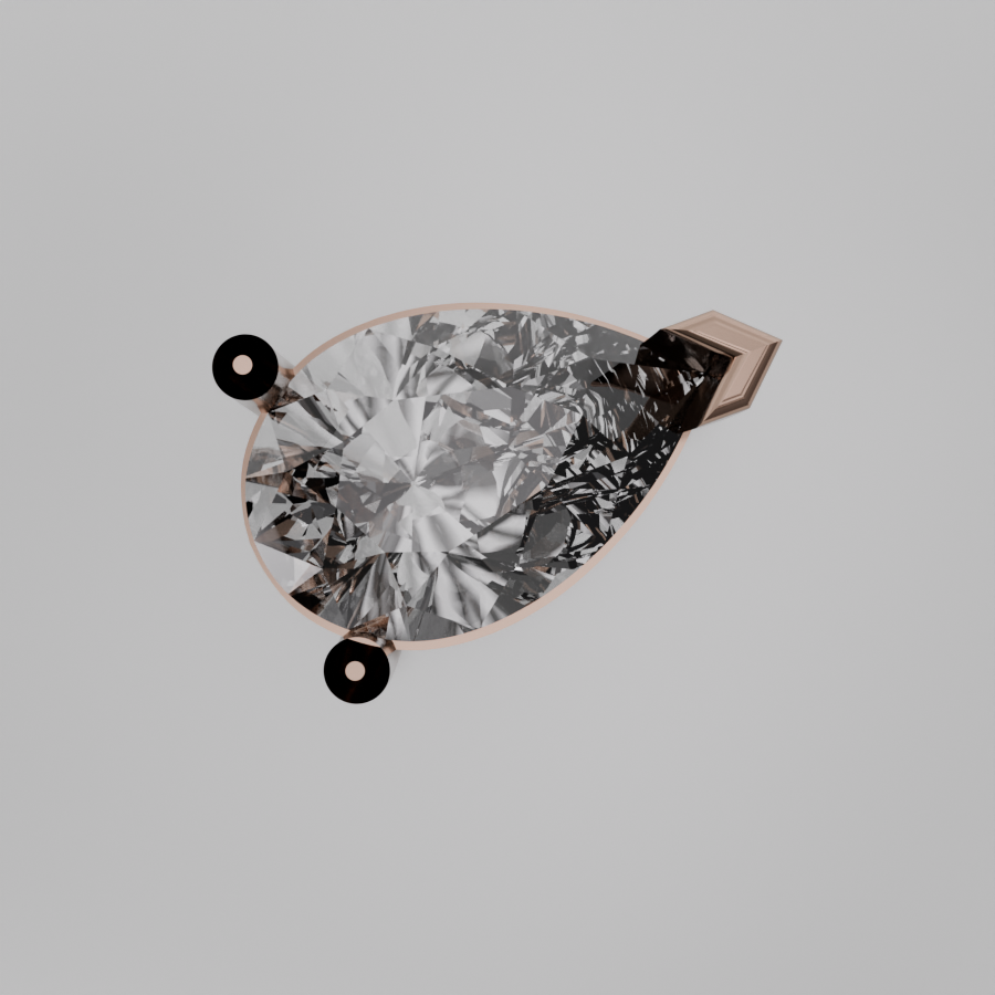 East-West Pear Diamond Solitaire Necklace Pendant - rose gold - flat view