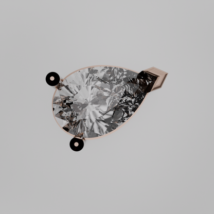 East-West Pear Diamond Solitaire Necklace Pendant - rose gold - flat view
