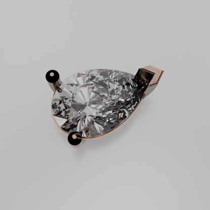 East-West Pear Diamond Solitaire Necklace Pendant - rose gold - hero view