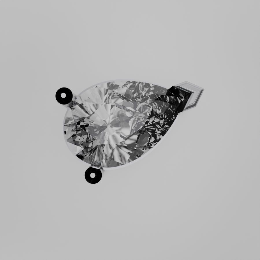 East-West Pear Diamond Solitaire Necklace Pendant - white gold - flat view